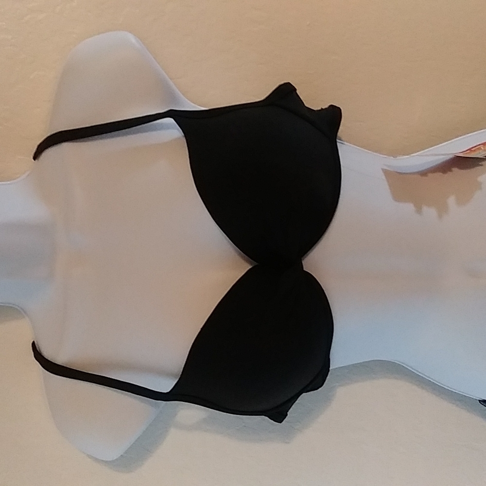NWT Tahiti Black Push Up Bikini Top Size L